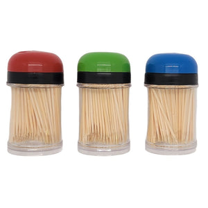 Handy Housewares 3-pack Toothpick Storage Containers with Dispenser Lids - Includes 300 Natural Wood Toothpicks