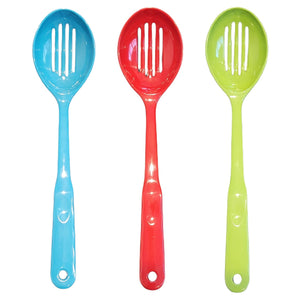 Handy Housewares 12.5" Long Handled Colorful Melamine Slotted Serving Spoon