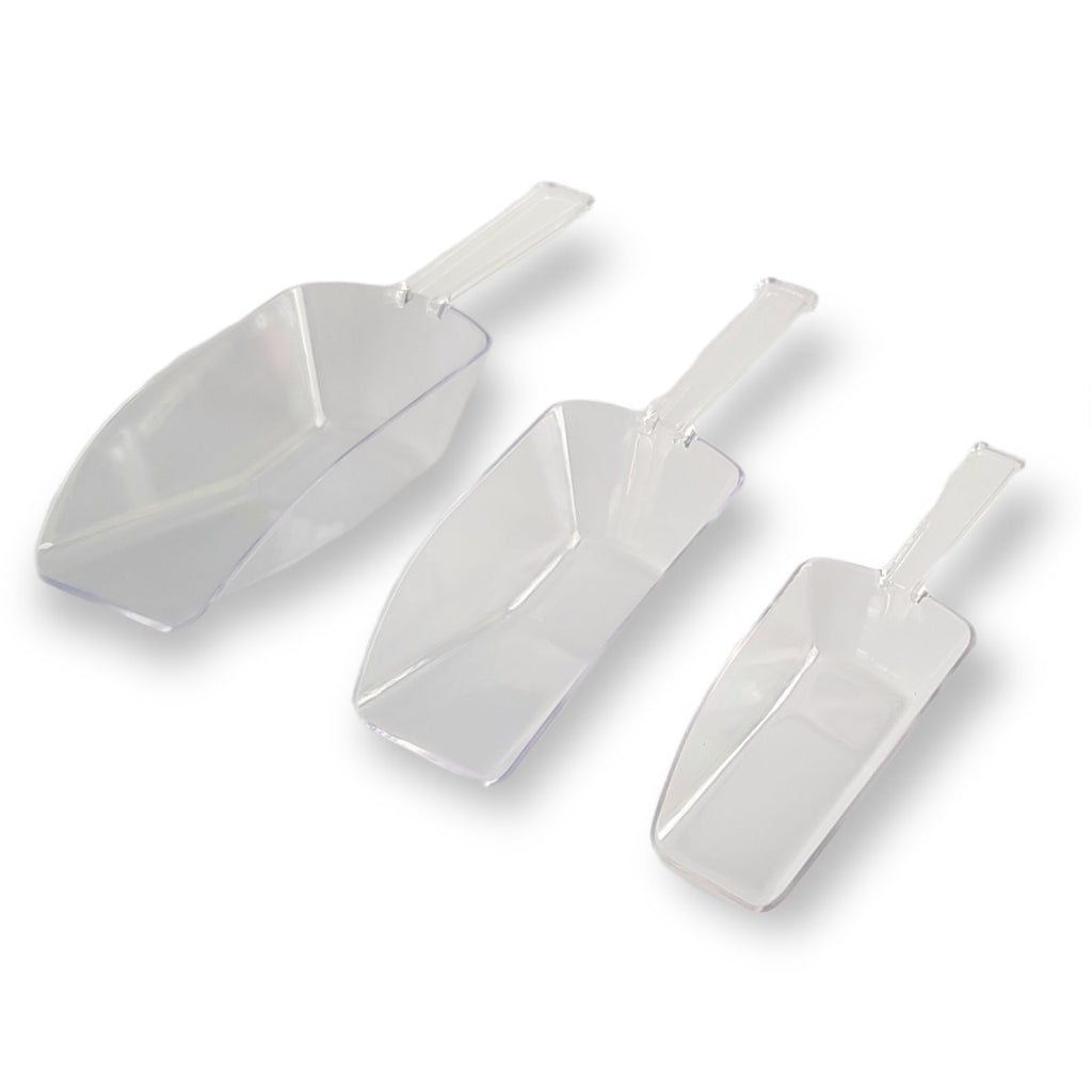 Handy Housewares 3 Piece Nesting Clear Plastic Kitchen Scoop Set - Perfect for Cereal, Oatmeal, Coffee, Sugar, Powder