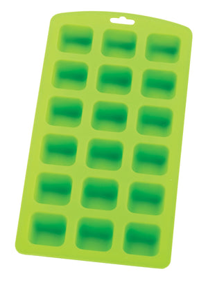 HIC Green Silicone Square Shape Ice Cube Tray and Baking Mold - Makes 18 Cubes