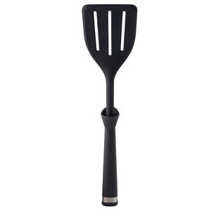Mastrad 13" Heat Resistant Silicone Self Standing Slotted Turner Spatula - Kitchen Spatula with Built In Spoon Rest - Never Hits Counter Top