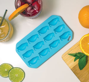 HIC Blue Silicone Penguin Shape Ice Cube Tray and Baking Mold - Makes 12 Cubes