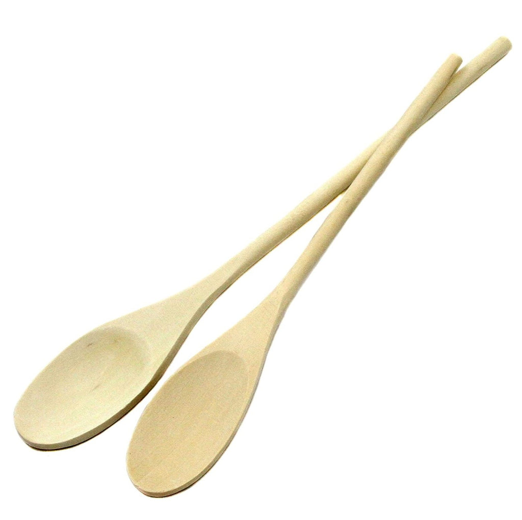 Chef Craft 2pc Solid Maple 12" & 14" Long Wooden Kitchen Mixing Spoon Set