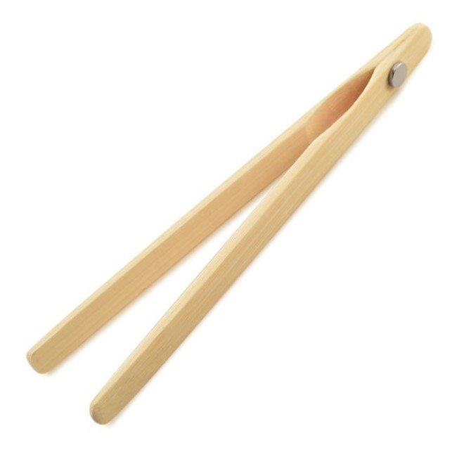 Norpro 8" Natural Wooden Bamboo Toaster Tongs with Magnet