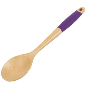 Chef Craft 14" Long Beechwood Wooden Kitchen Mixing Spoon with Silicone Handle