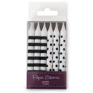 Paper Eskimo 12-pack Birthday Party Candles with Striped & Polka Dots
