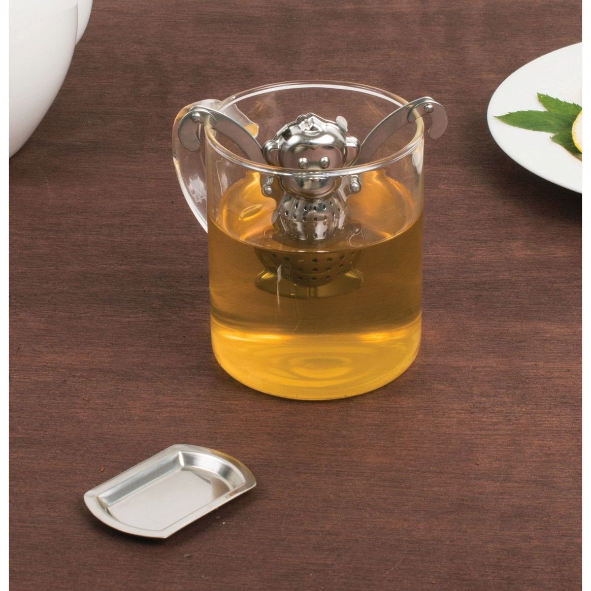 The Egg Stainless Steel Tea Ball Infuser with Drip Tray