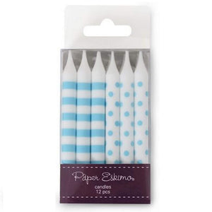 Paper Eskimo 12-pack Birthday Party Candles with Striped & Polka Dots