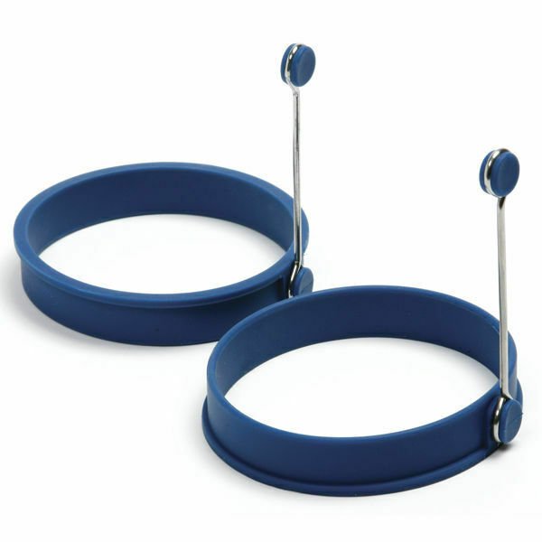 Norpro Nonstick Silicone Round Shaped Pancake and Egg Rings with Handles - Blue