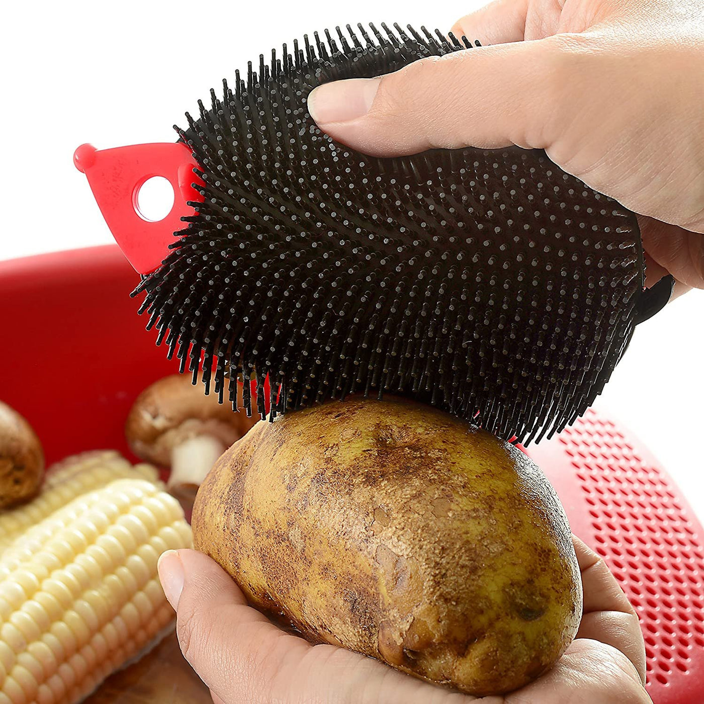 Norpro Grip-EZ Vegetable Brush - Nylon Bristle Potato Veggie Cleaning  Scrubber