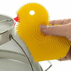 Norpro Silicone Dish Brush - Double Sided Multi Use Veggie Scrubber Pot Holder - Yellow (Duck)
