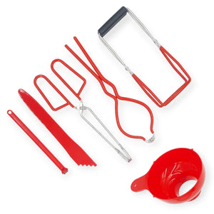 Handy Housewares 6pc Canning and Pickling Set, Magnetic Lid Lifter, Tongs, Jar Wrench, Bubble Popper / Measurer, Wide Mouth Funnel, Jar Lifter