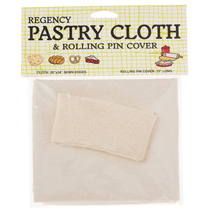 Regency 100% Cotton 20" x 24" Pastry Cloth & 15" Rolling Pin Cover Set for Dough