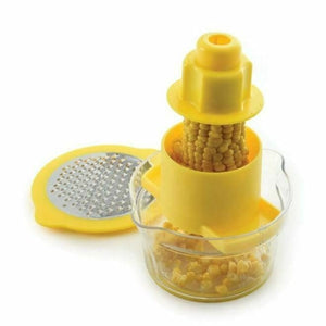 Norpro Corn Cob Stripper / Cheese Grater with Non-Slip Measuring Cup Catch Base