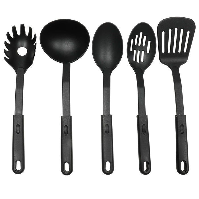 Chef Craft 5pc Nylon Kitchen Cooking Tool Set - Slotted Turner, Slotted Spoon, Mixing Spoon, Ladle & Spaghetti Fork
