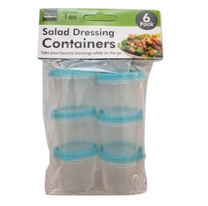 Handy Housewares 6 Piece Reusable Salad Dressing 1oz Container Set with Snap Airtight Lids - Great for Lunches On The Go