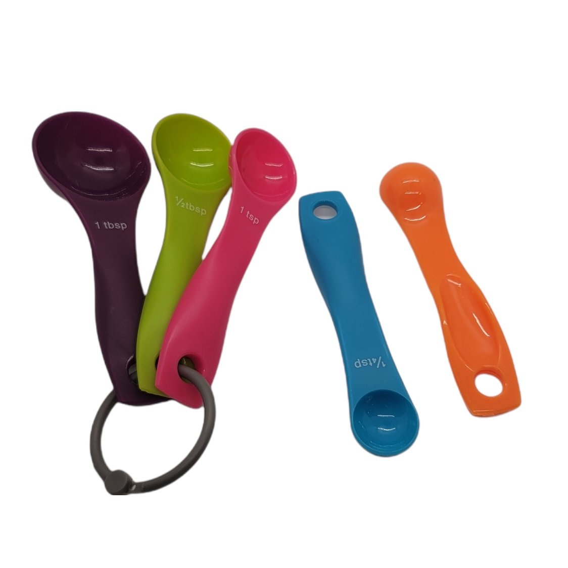 Handy Housewares 5 Piece Colorful Plastic Nesting Measuring Spoon Set