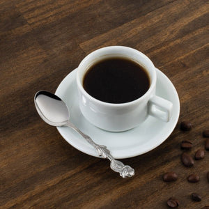 HIC 4.5" Rose Design Stainless Steel Demi Spoon - Stirring Coffee Espresso Demitasse