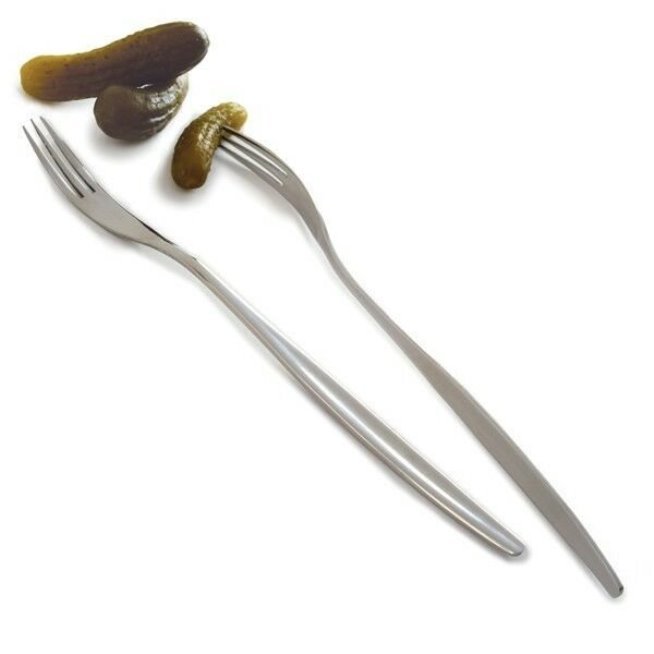 Norpro 8" Long Stainless Steel Pickle Forks Set - Olive Onion Cherry Server Fork