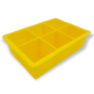 Silicone Jumbo 2" Block Ice Cube Mold Tray - Makes 6 Large Cubes