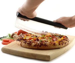 Norpro 13.75" Wide Grip-Ez Pizza / Dessert Slicer with Scallops - Curved Rocker Blade Pizza Cutter