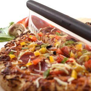 Norpro 13.75" Wide Grip-Ez Pizza / Dessert Slicer with Scallops - Curved Rocker Blade Pizza Cutter