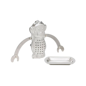 HIC Stainless Steel Hangin' Dunkin Monkey Shaped Tea Infuser with Drip Tray