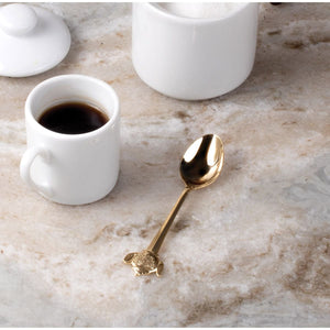 HIC 4.5" Teapot Design Gold Plated Demi Spoon - Stir Coffee Espresso Demitasse