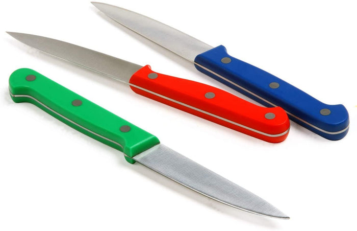 Norpro Stainless Steel Blade Heavy Duty Handle 3pc Garnishing / Paring Knife Set