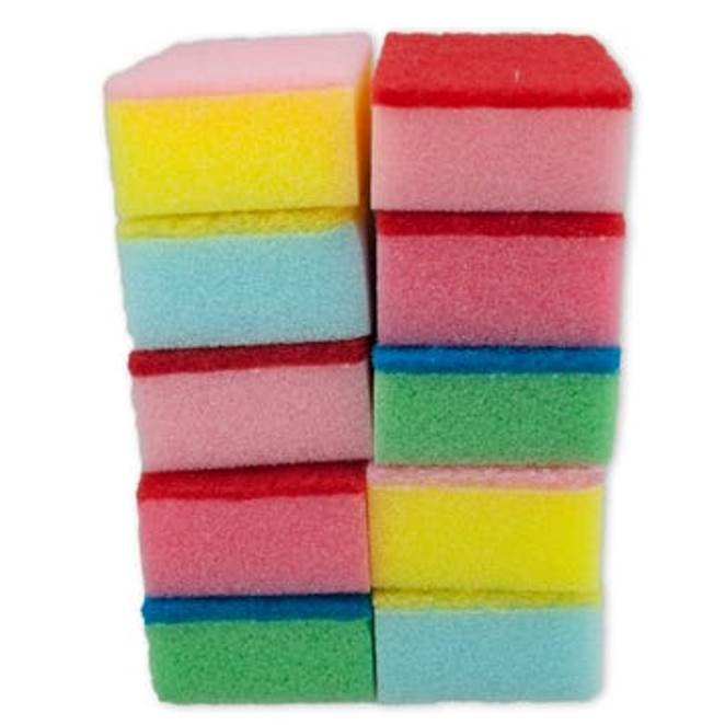 Handy Housewares 10-Piece Colorful Two-Sided Sponge Scouring Pads Set - Great for Cleaning Kitchen, Dishes, Bathroom