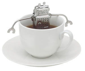 HIC Stainless Steel Robot Shaped Hanging Tea Infuser with Drip Tray