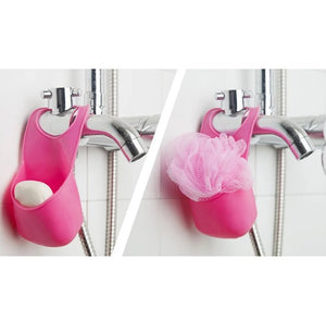 Handy Housewares Hanging Silicone Sink Caddy - For Kitchen or Bath, Hangs From Faucet, Helps Dry Sponges, Loofahs, Razors, Soap