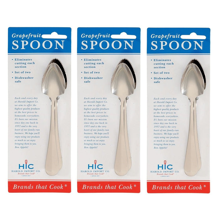 HIC 2pc Stainless Steel Grapefruit Spoons - Serrated Knife Edge Fruit Scoop
