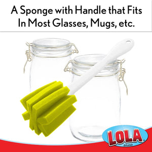 Lola Durable Non-Scratch Glass & Jar Cleaning Foam Sponge Brush with Long Handle