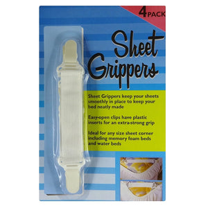 Sheet Grippers - Elastic Bed Sheet Suspender Clips - Fits Any Size Mattress - 4 Pack