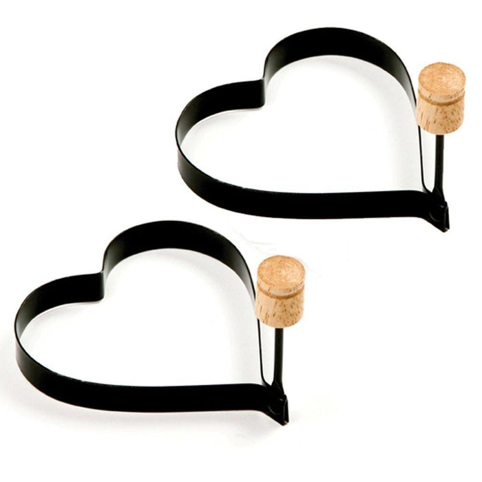 Norpro Non Stick Metal Heart Shaped Pancake / Egg Rings with Handles - 2 pack
