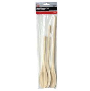 Chef Craft 3pc Solid Natural Wood Spoon Set - 10, 12 & 14 Inch