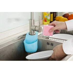 Handy Housewares Hanging Silicone Sink Caddy - For Kitchen or Bath, Hangs From Faucet, Helps Dry Sponges, Loofahs, Razors, Soap
