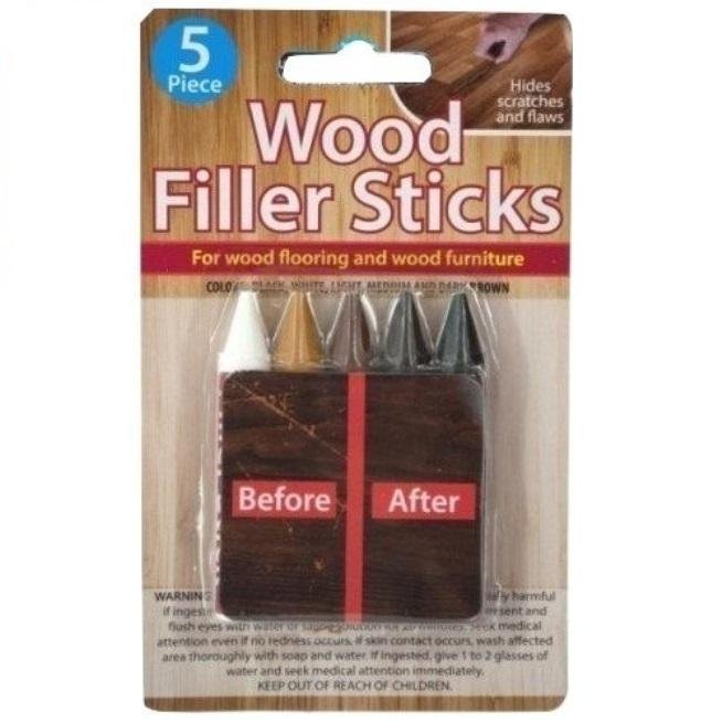 5 Piece Wood Filler Sticks - Repair & Restore Scratches on Wooden Flooring & Furniture