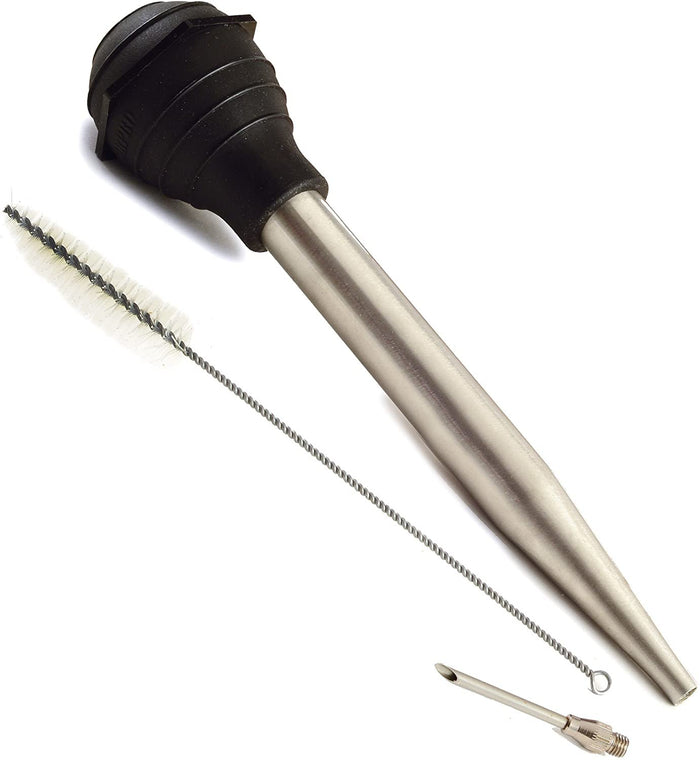 Norpro Deluxe Stainless Steel Turkey Baster with Flavor Injector and Cleaning Brush