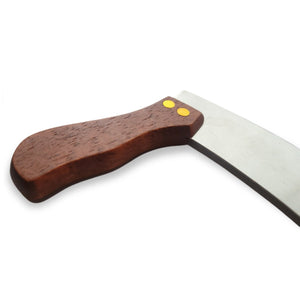 Handy Housewares 10-inch Curved Stainless Steel Blade Chopping Knife with Double Wooden Handles