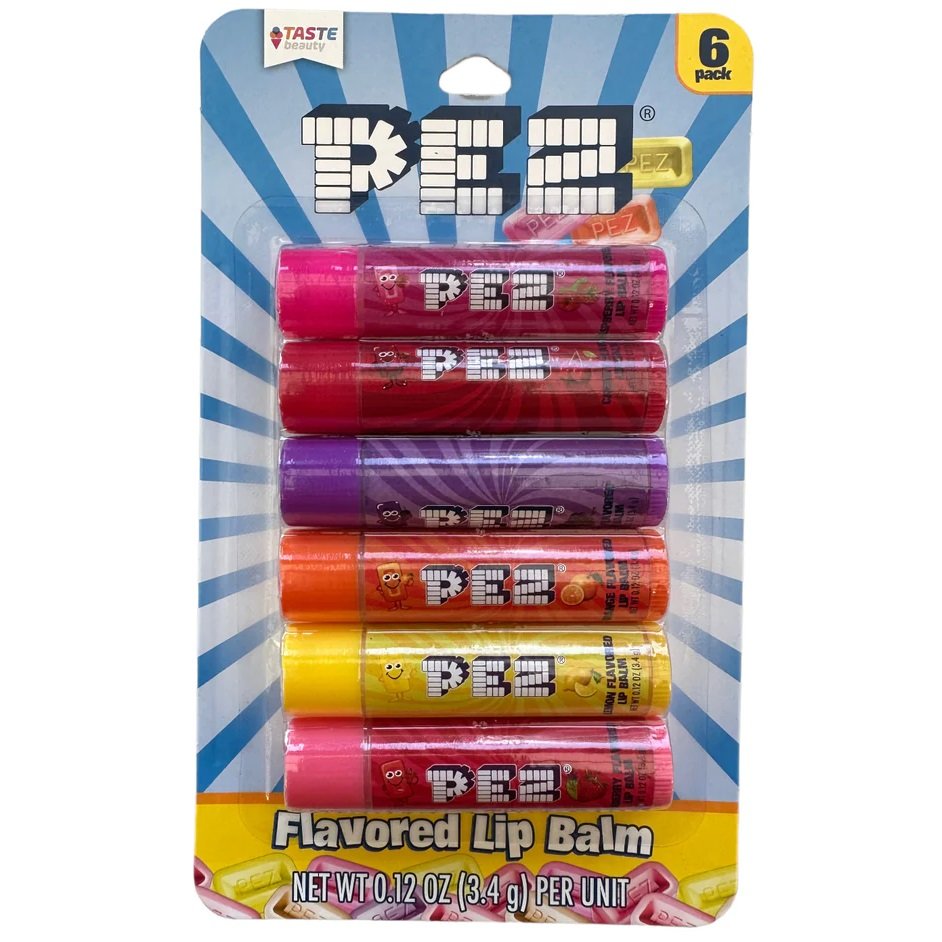 Taste Beauty 6 Piece PEZ Candy Flavored Lip Balm Gift Set - Includes Your Favorite PEZ Flavors