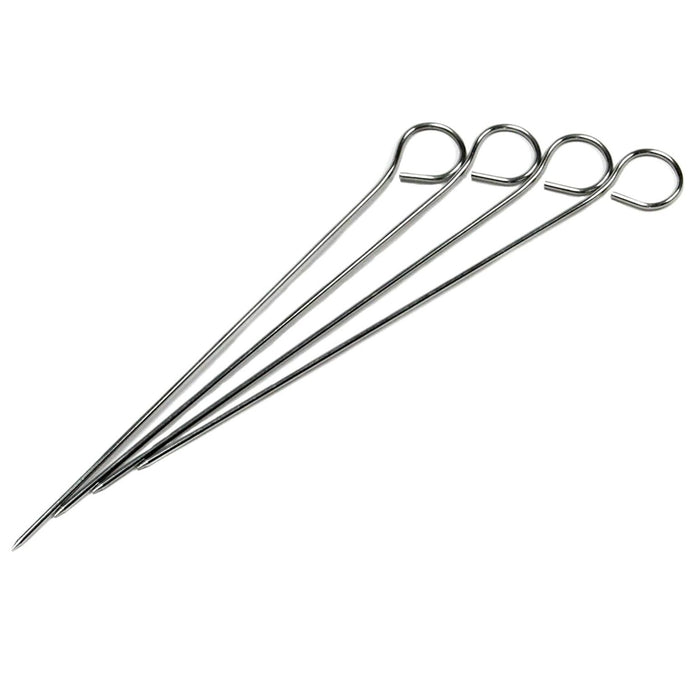 Chef Craft 9" Long Stainless Steel BBQ Skewer 4 Piece Set - Great for Grilling Kebobs