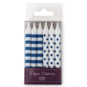 Paper Eskimo 12-pack Birthday Party Candles with Striped & Polka Dots