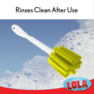 Lola Durable Non-Scratch Glass & Jar Cleaning Foam Sponge Brush with Long Handle