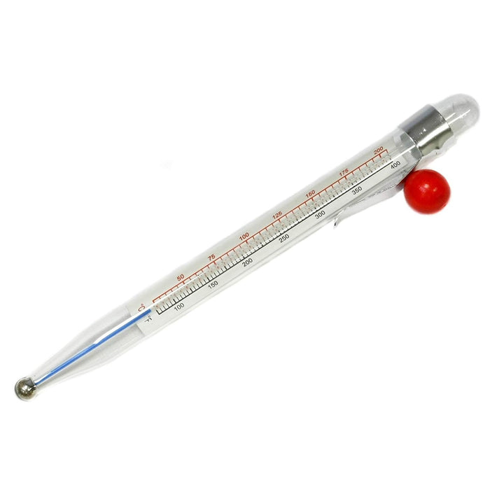 Chef Craft 8" Long Glass Candy & Deep Frying Thermometer with Hanging Hook, Reads both F/C up to 400F