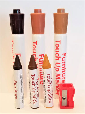 Handy Housewares 7 Piece Wood Touch Up Repair Kit - For Wood Furniture & Flooring - 3 Markers, 3 Sticks and 1 Sharpener