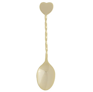 HIC Heart Shaped Handle 4.5" Gold-Plated Demi Spoon - Great for Coffee, Tea, Desserts and more