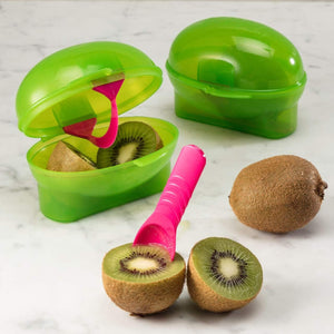 Hutzler Snack Attack Kiwi To-Go Lunch Container - Includes Container, Slicer & Spoon