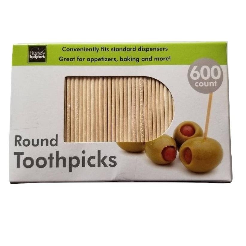 Handy Housewares 600-Count Round 2.5" Long Wooden Toothpicks - Great for Appetizers, Baking and more!